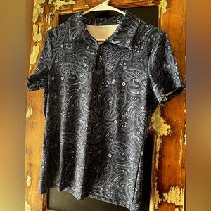 Navy Paisley Polo Shirt